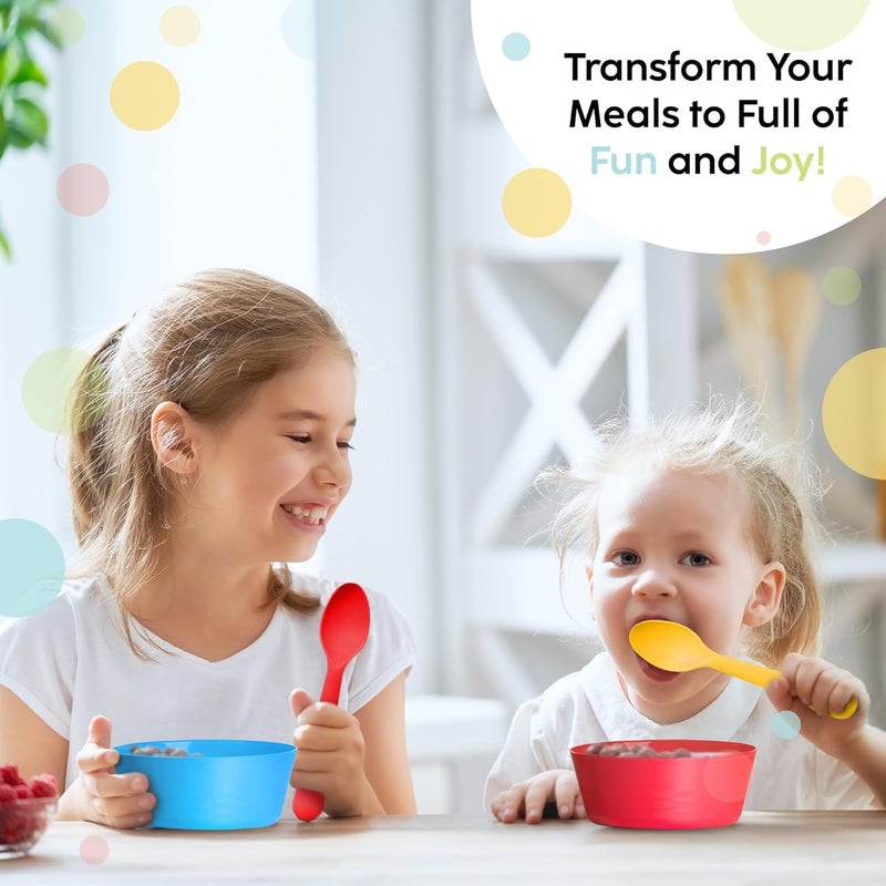 PLASKIDY Plastic Toddler Bowls Set of 6 - 10 Oz Kids Bowls, Microwave & Dishwasher Safe, BPA Free, Brightly Colored, Great for Cereal, Soup, Snack, Fruit or Salad - Image 4